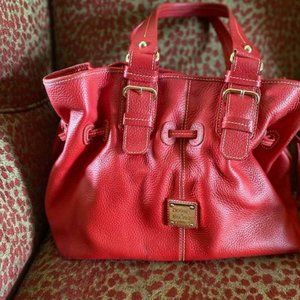 Dooney and Bourke Red Leather CHIARA drawstring Tote Vintage Bag